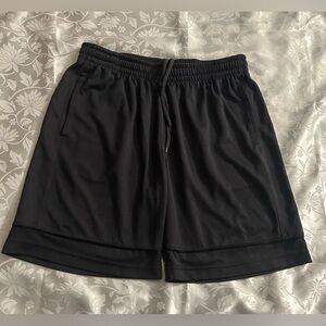 LEG3ND Black Athletic Mesh Shorts – Size L, 100% Polyester, Drawstring Waist.